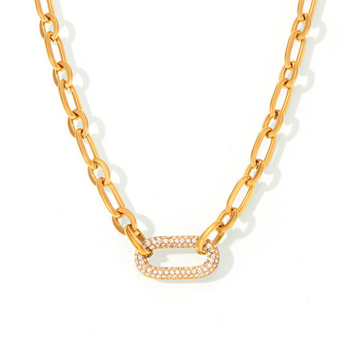 Conjunto de Joyas Cadena Eslabón Pavé | Oro