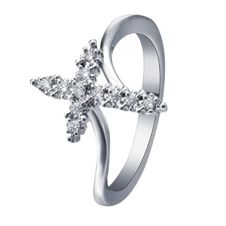 ANILLO CRUZ DE PLATA CUBIERTO DE CIRCONIO