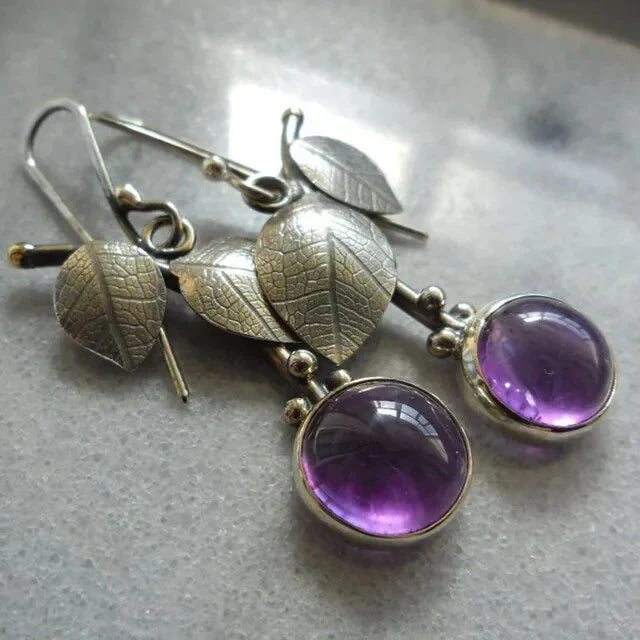 Pendientes vintage con cristal violeta