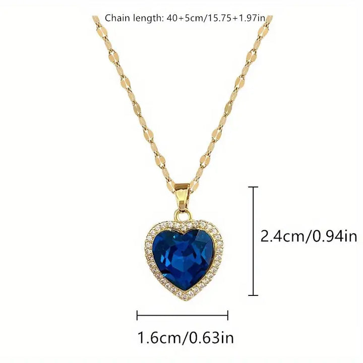Collar de Oro Corazón de Zafiro