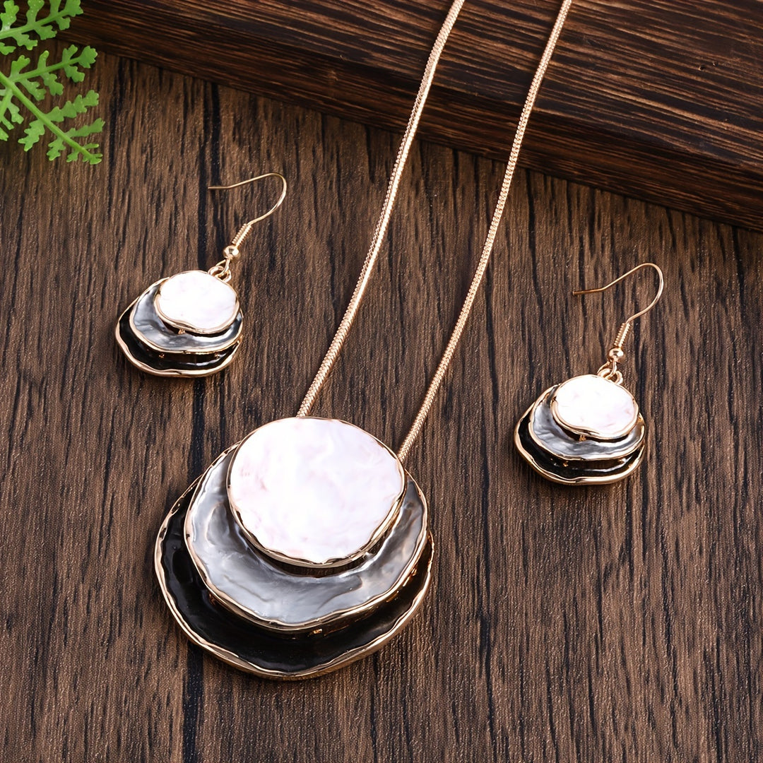 Conjunto Collar y Pendientes Boho Esmaltados Hecho A Mano