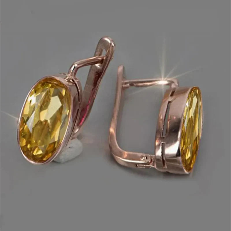 Pendientes vintage con cristal amarillo