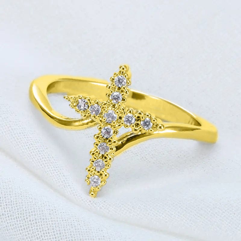 ANILLO CRUZ DE PLATA CUBIERTO DE CIRCONIO