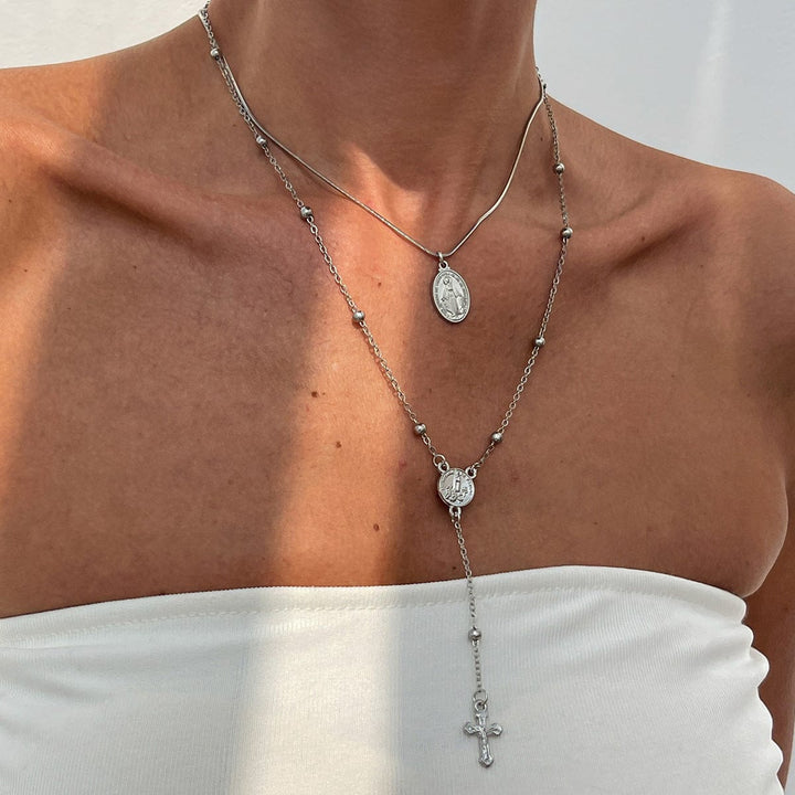 COLLAR CRUZ DE DIAMANTE Y COLORES