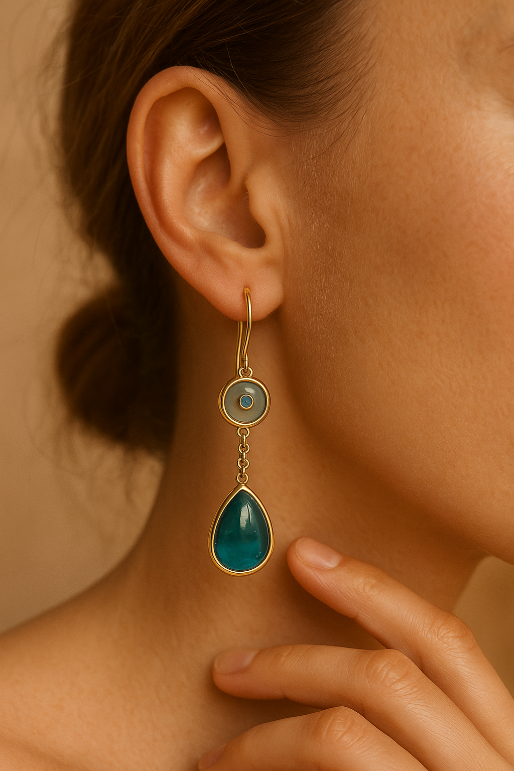 Pendientes colgantes con piedras azules