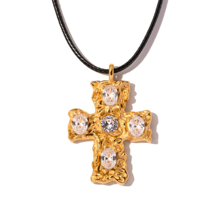 COLLAR CRUZ DE PIEDRAS NEGRAS