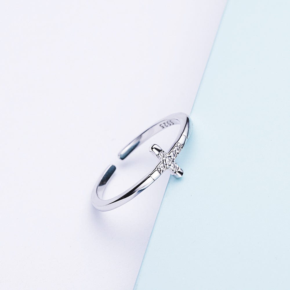 ANILLO CRUZ DE MINI DIAMANTES - (AJUSTABLE)