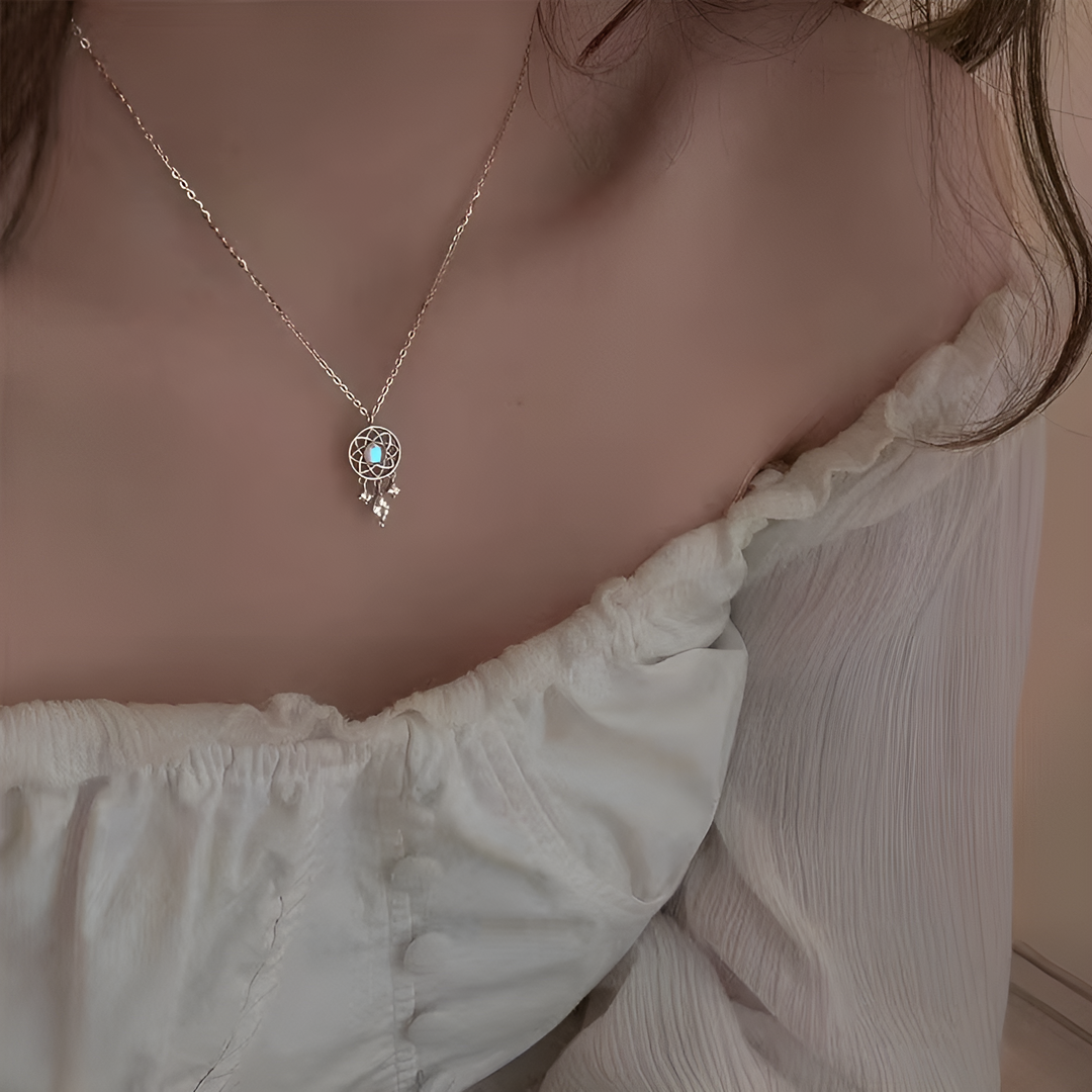 Collar con piedra lunar - Atrapasueños