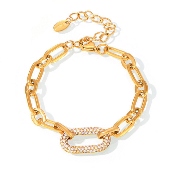 Conjunto de Joyas Cadena Eslabón Pavé | Oro