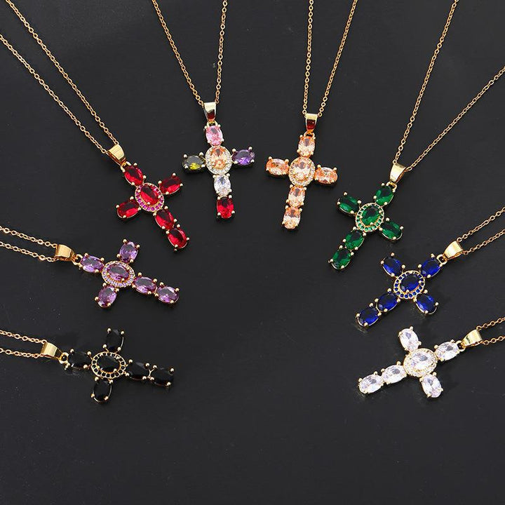 COLLARES CRUZADOS DE GEMAS COLORIDAS