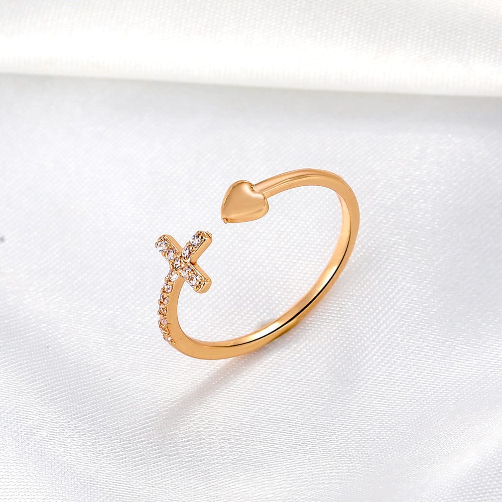 ANILLO DE PLATA CON AMOR Y CRUZ