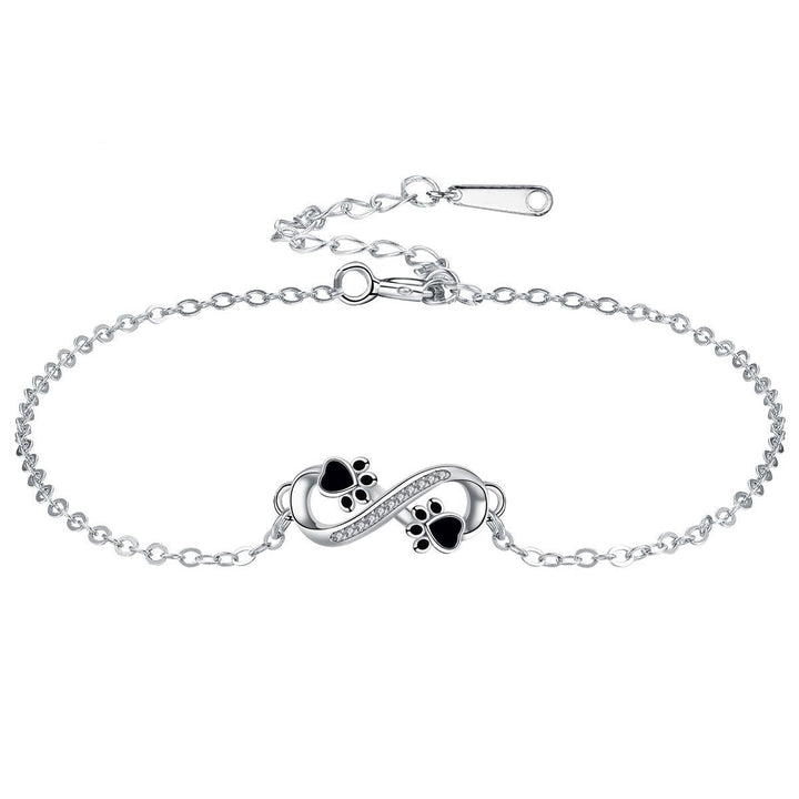 Pulsera con Símbolo de Infinito y Colgante de Huella con Circonitas
