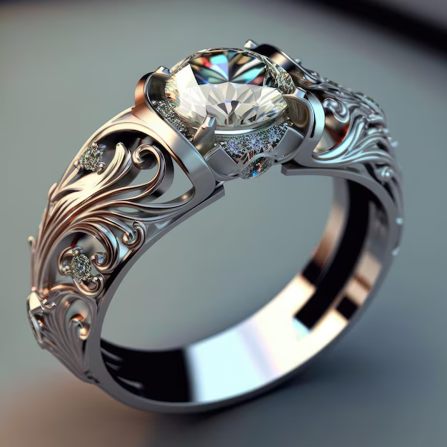 Anillo Exótico con Cristal Plateado