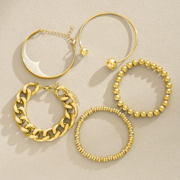 Set de 5 Pulseras Gruesas Apilables