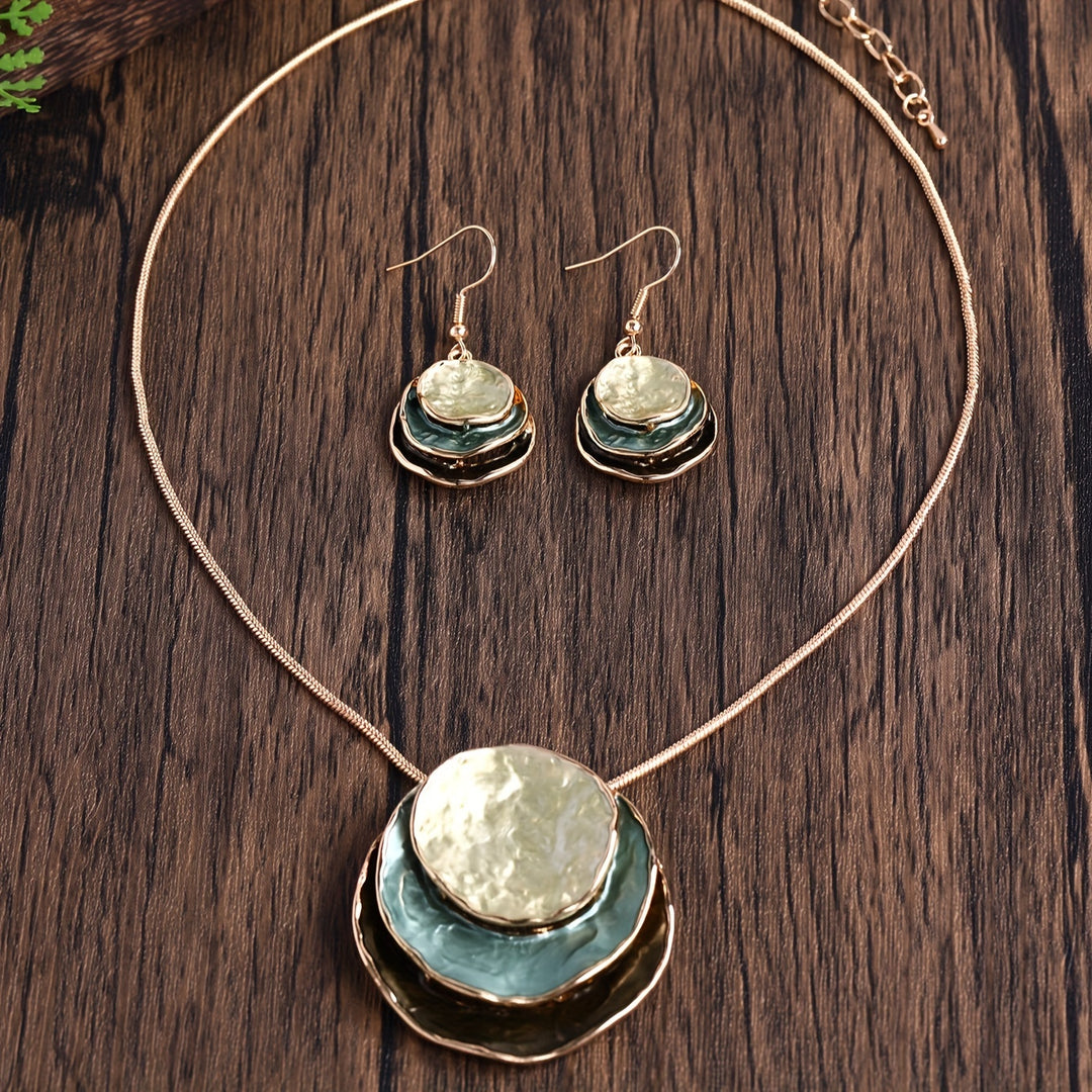 Conjunto Collar y Pendientes Boho Esmaltados Hecho A Mano