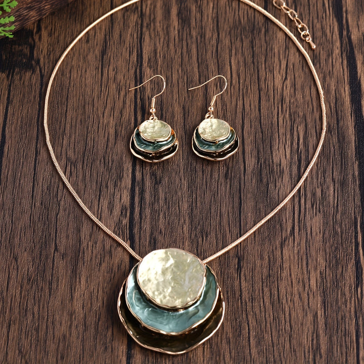 Conjunto Collar y Pendientes Boho Esmaltados Hecho A Mano