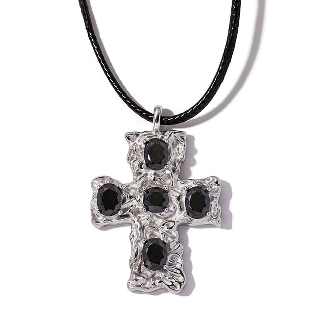 COLLAR CRUZ DE PIEDRAS NEGRAS