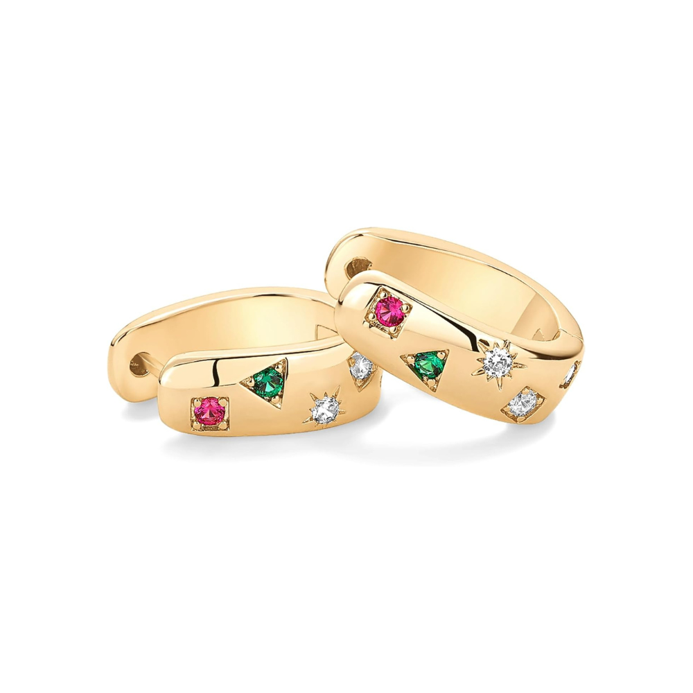 Pendientes Argolla Dorada Ola de Color | Oro