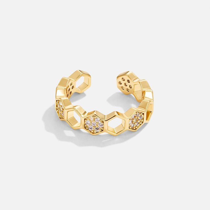 Anillo Panal de Miel en Oro y Cristal