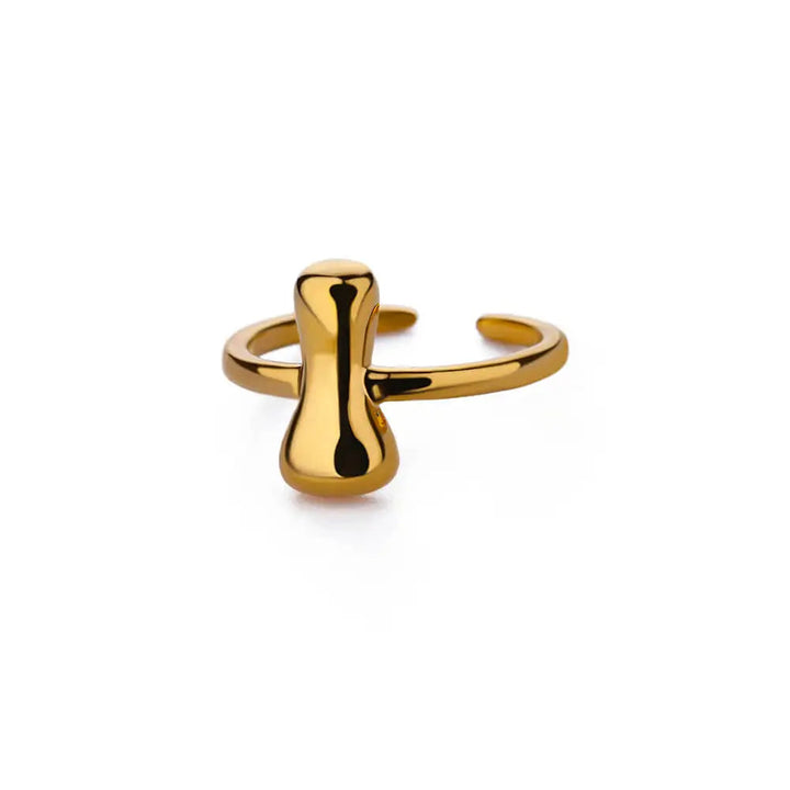 Anillo de Oro con Letra Personalizada en Burbuja (Ajustable)