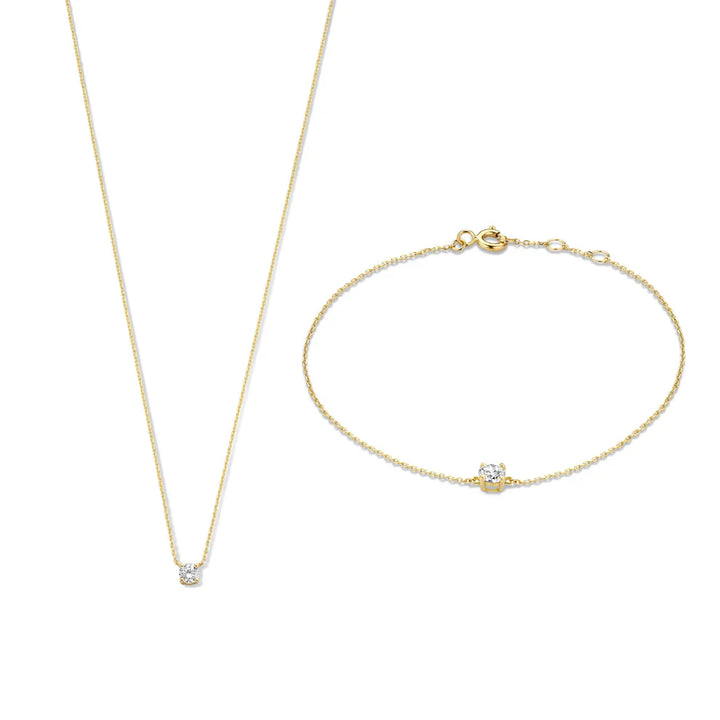 Conjunto de Collar y Pulsera Piedra Moissanite | Oro
