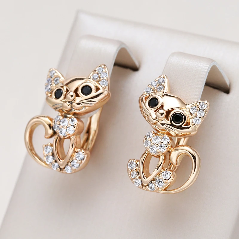 Pendientes Elegantes de Gatito en Oro