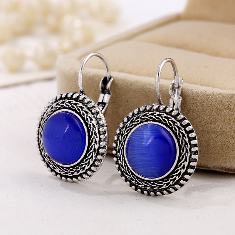 Pendientes Boho en Plata con Piedras Redondas