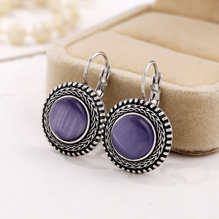 Pendientes Boho en Plata con Piedras Redondas