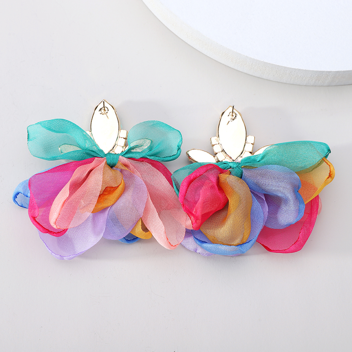 Pendientes Flor de Pétala Colorida