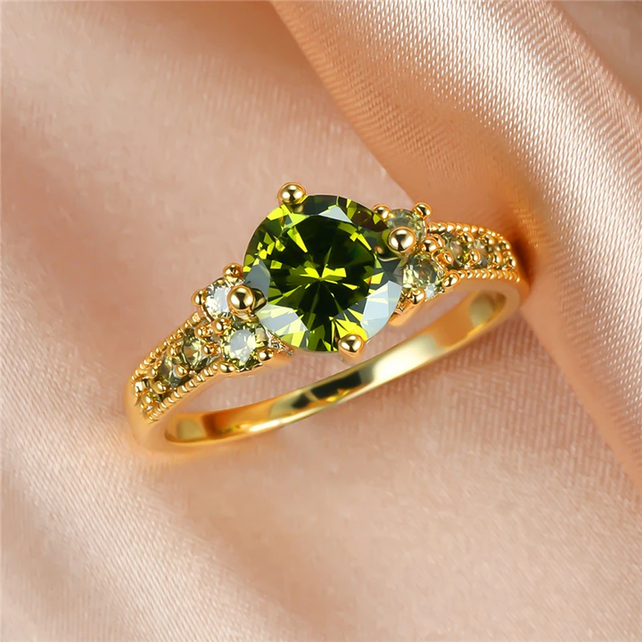 Anillo en Cuarzo Amarillo y Oro