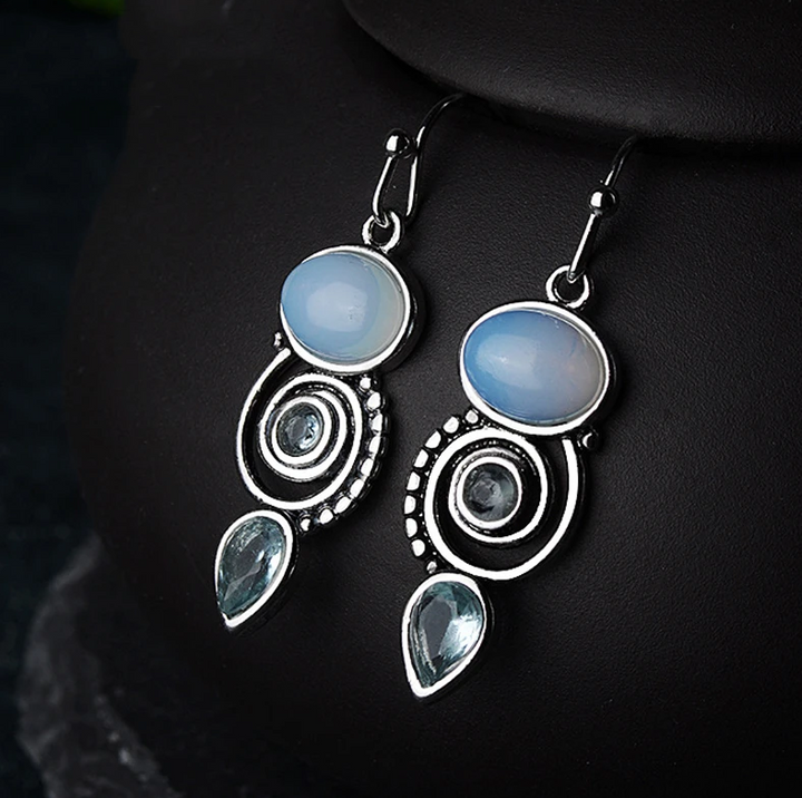 Pendientes vintage de cristal y piedra lunar