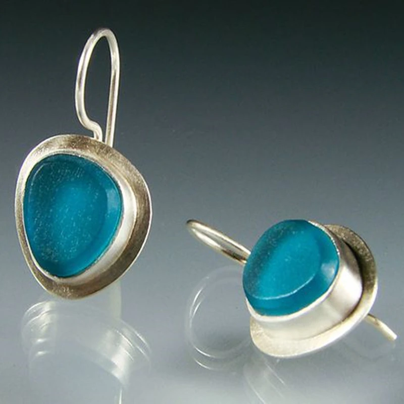 Pendientes Boho con cristales azules
