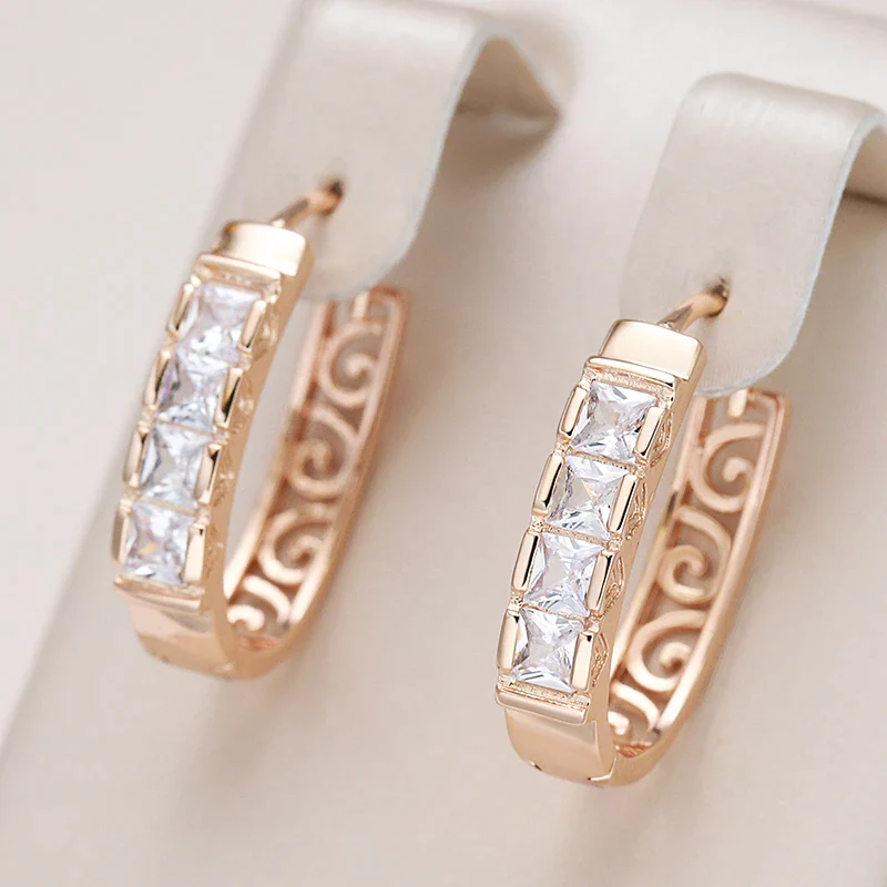 Pendientes Elegantes de Incrustación de Circonita
