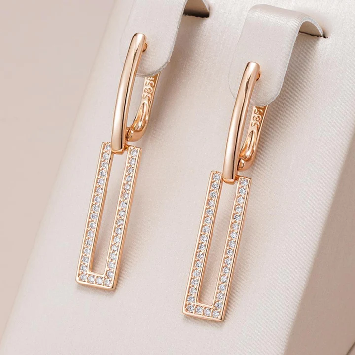 Pendientes Huecos Rectangulares Elegantes en Oro
