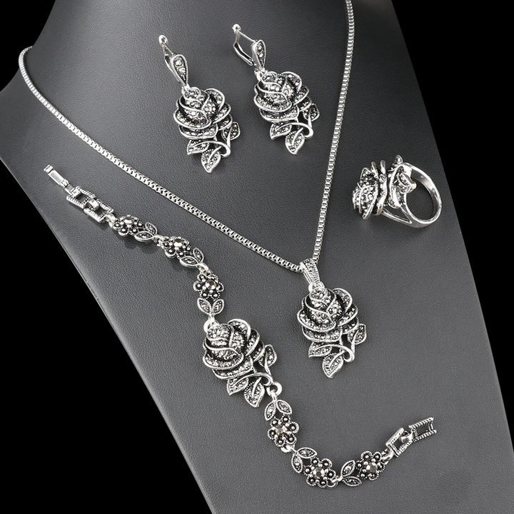 Elegante conjunto en plata con circonita