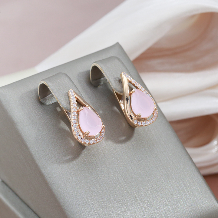 Pendientes Elegantes y Brillantes con Circonitas Doradas y Rosas