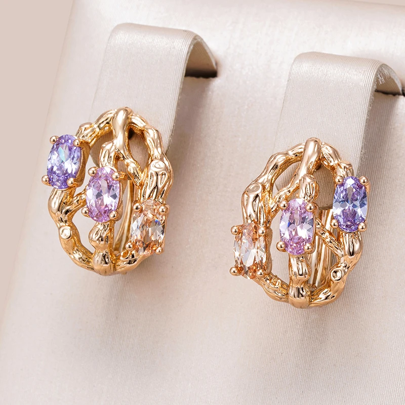 Pendientes Exóticos y Elegantes en Oro con Piedras Multicoloridas