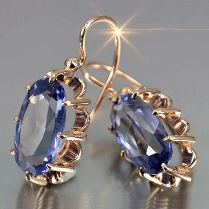 Pendientes vintage con circonita azul