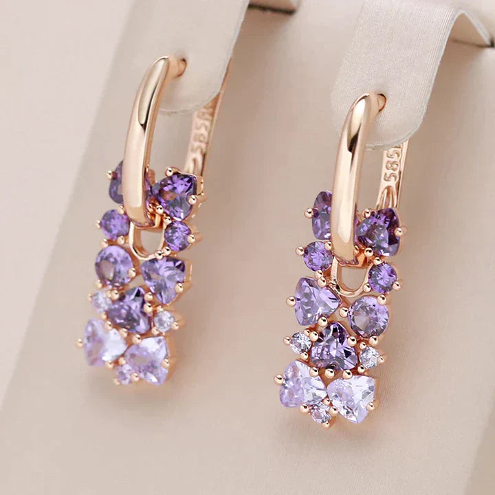 Pendientes Elegantes de Circonio Púrpura
