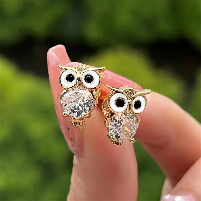 Pendientes vintage de búho con cristales