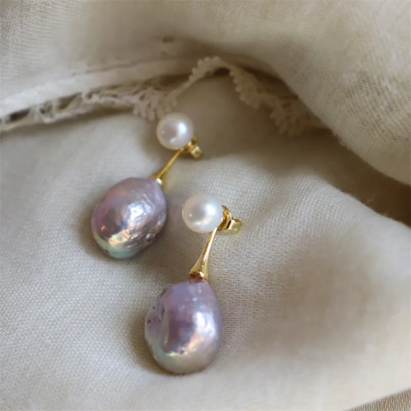 Pendientes Elegantes de Perla Lila