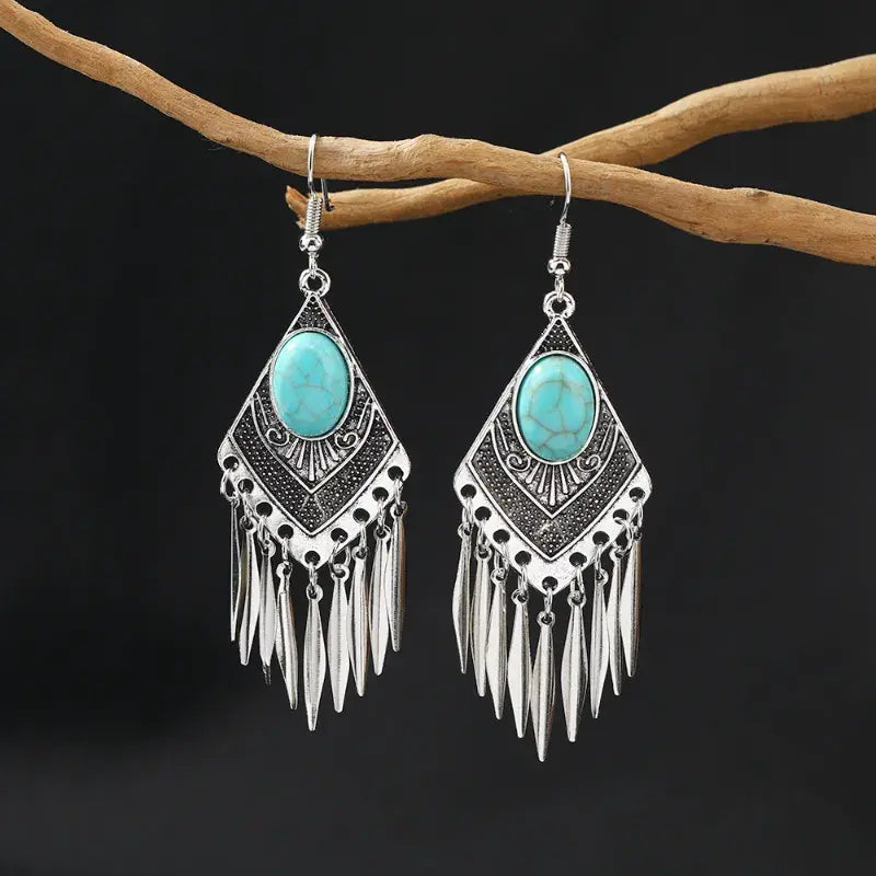 Pendientes colgantes vintage de turquesa