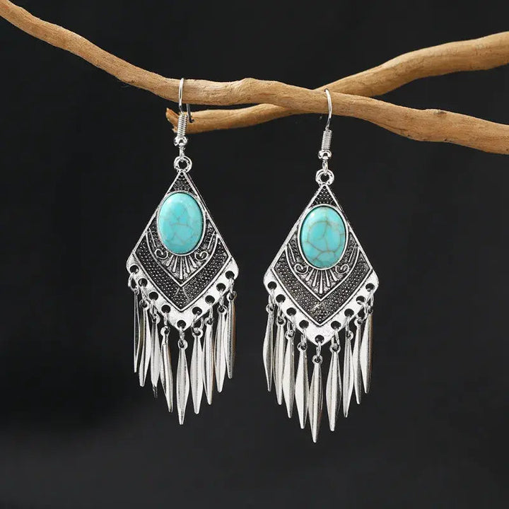 Pendientes colgantes vintage de turquesa