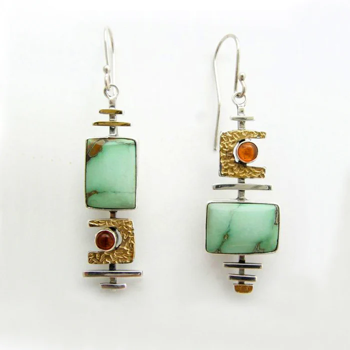 Pendientes vintage con piedra verde antigua