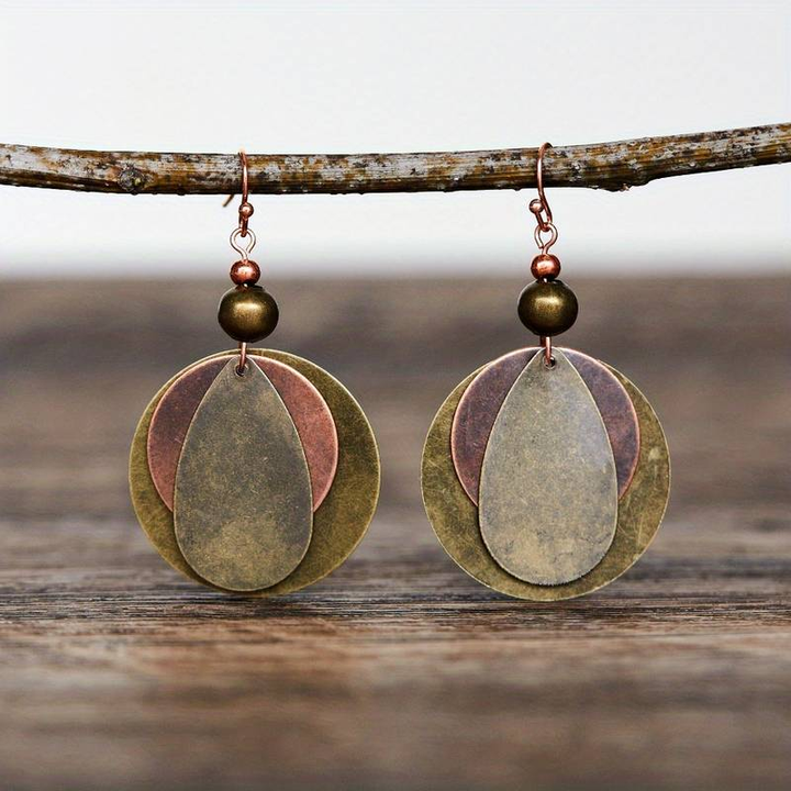 Pendientes vintage redondos marrones y verdes