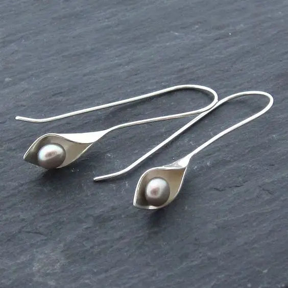 Pendientes Colgantes de Cuentas Vintage en Plata