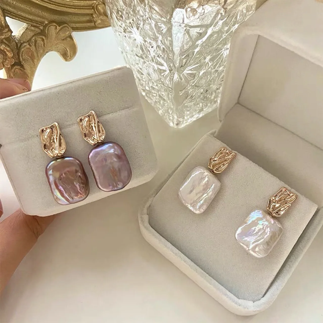 Pendientes de Perlas Barrocas Elegantes en Oro