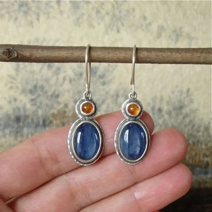 Pendientes azules y naranjas