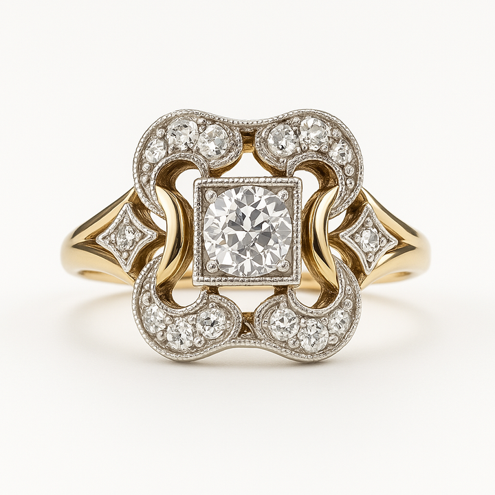 Anillo Vintage de Circonia Dorado