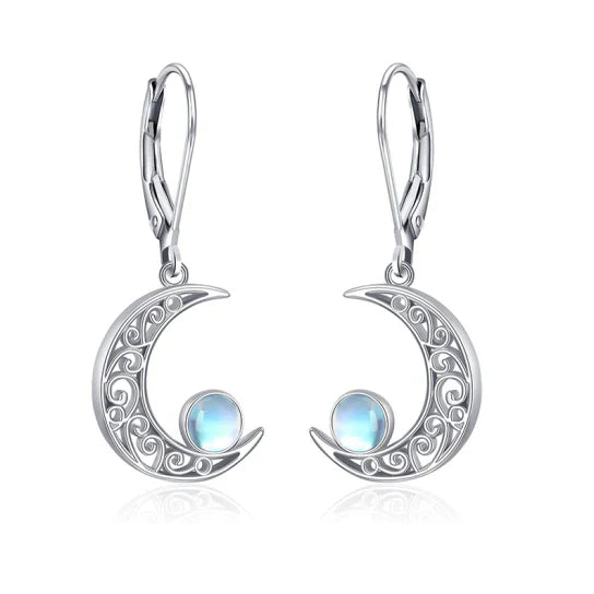 Elegantes pendientes de piedra lunar